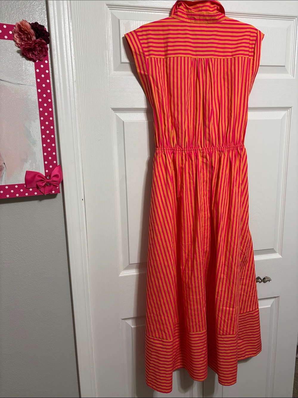 entro Red & Orange Striped Tie-Front Midi Dress - Picture 10 of 11